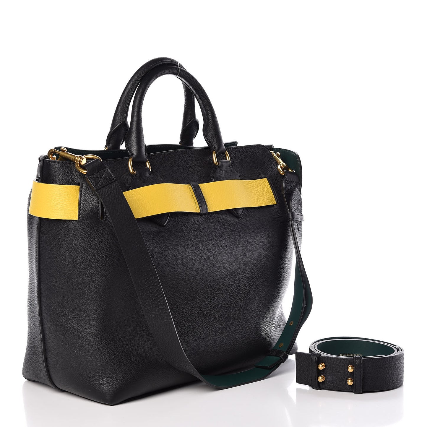Soft Grain Calfskin Medium Belt Bag Black Yellow