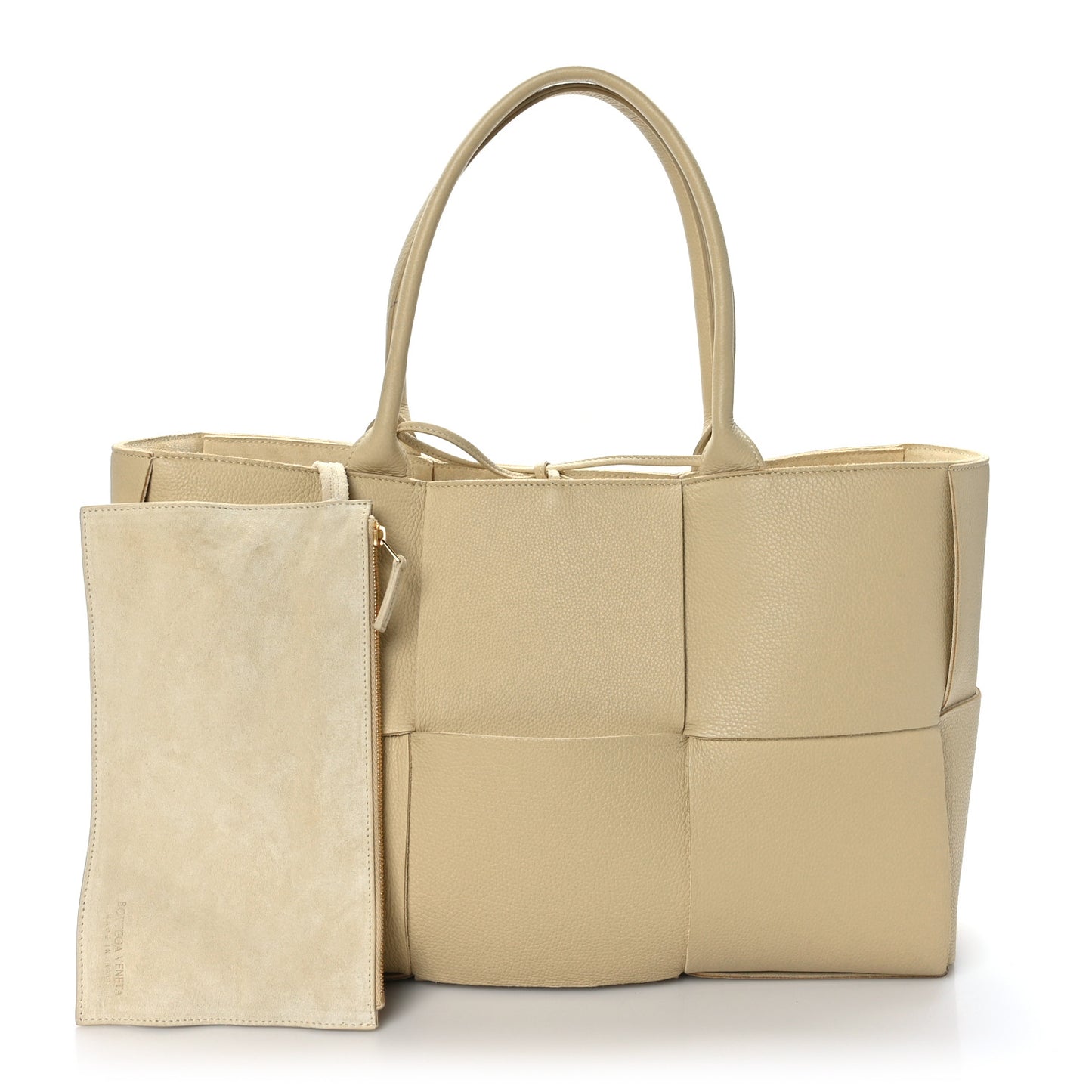 Grained Calfskin Intrecciato Medium Arco Tote Porridge