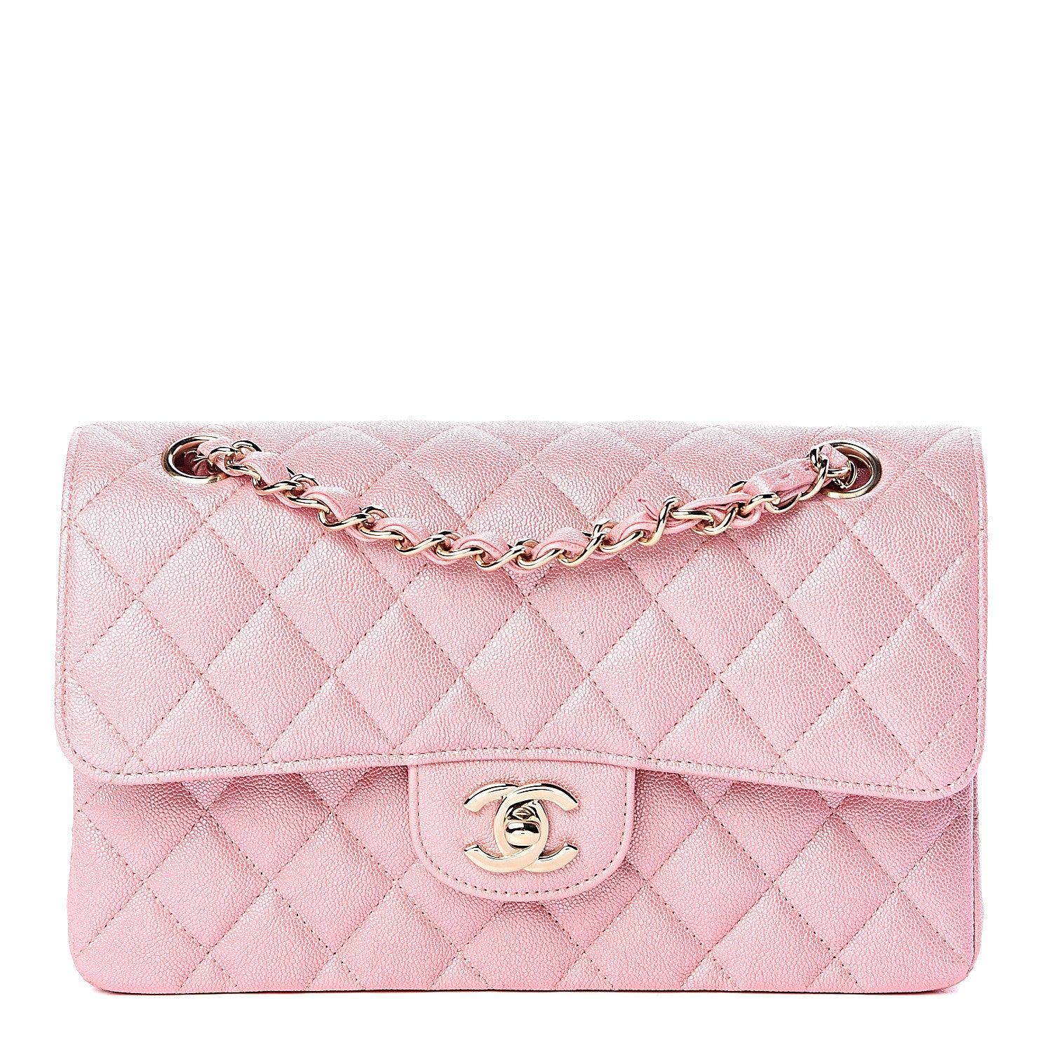Chanel Iridescent Caviar Quilted Small Double Flap Pink 2 of 11