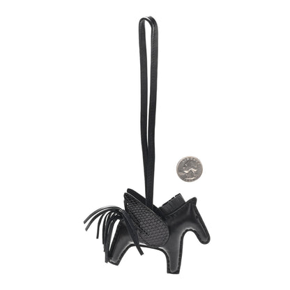 Hermes Milo Lambskin Lizard Touch Grigri Rodeo Pegase Horse Bag Charm PM So Black 2 of 5