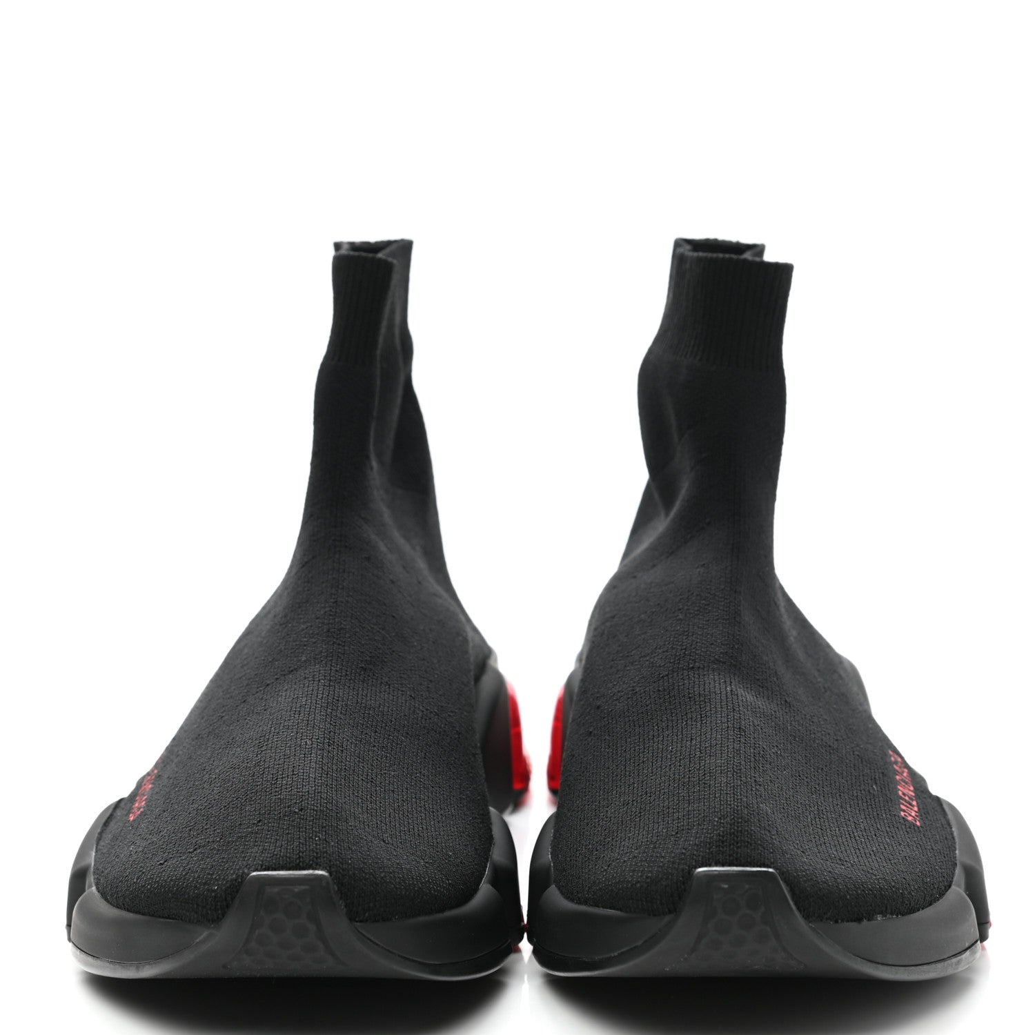 Balenciaga Neoprene Knit Mens Speed Clear Sole Sneakers 43 Black Red 2 of 8