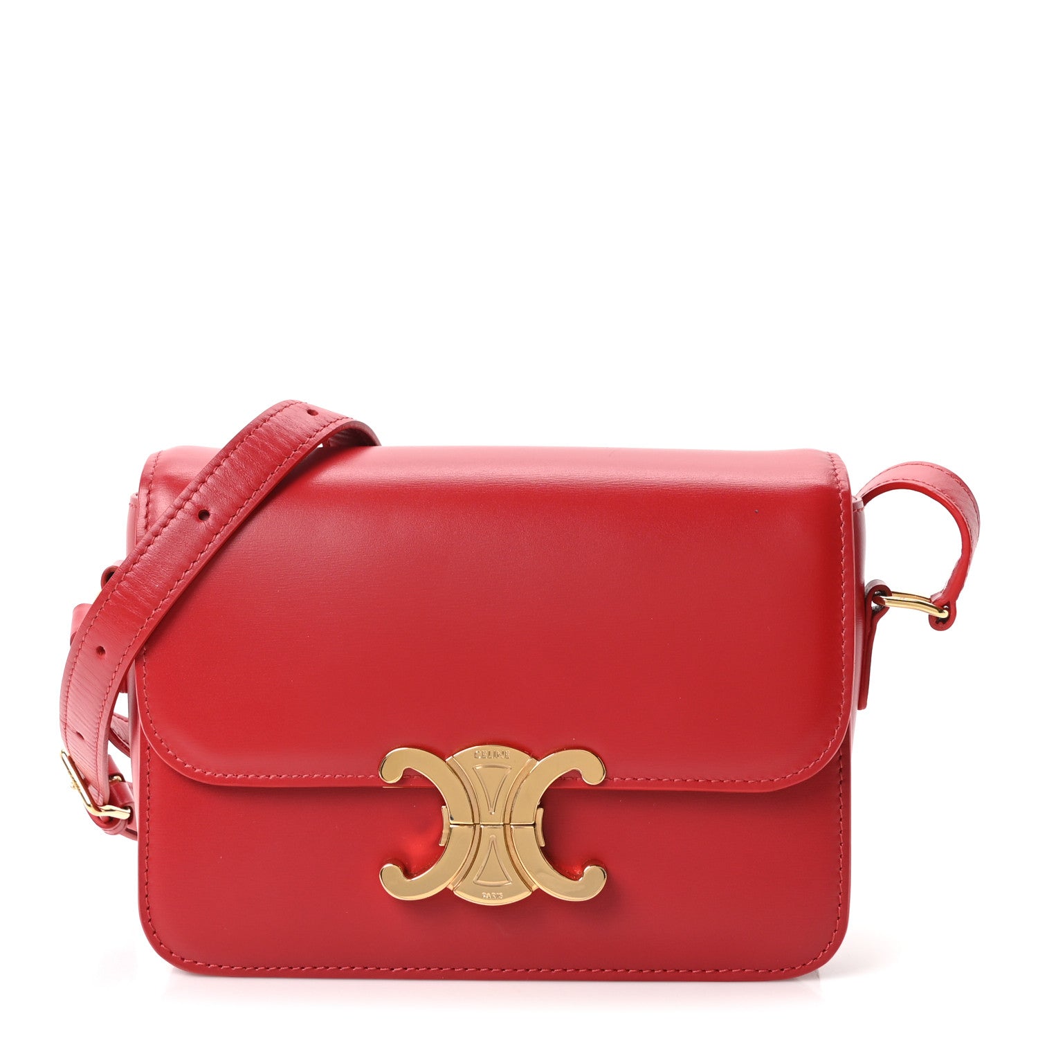 Celine Shiny Calfskin Teen Triomphe Red 1 of 10