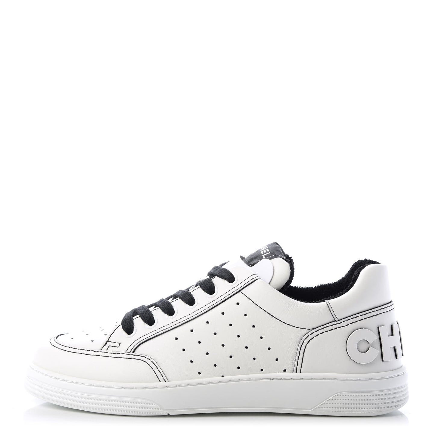 Calfskin Womens Logo Sneakers 38 White
