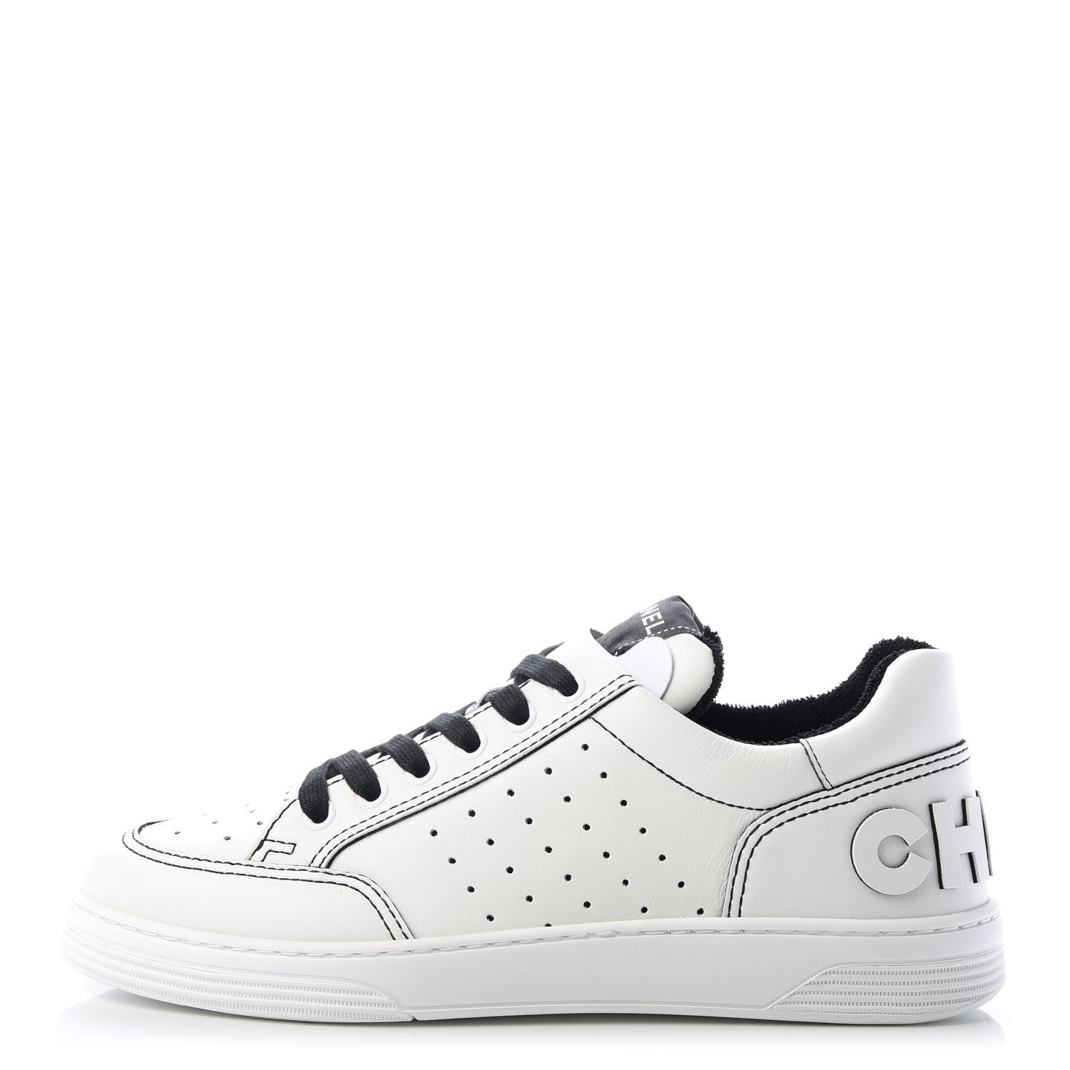 Chanel Calfskin Womens Logo Sneakers 38 White 1 of 11