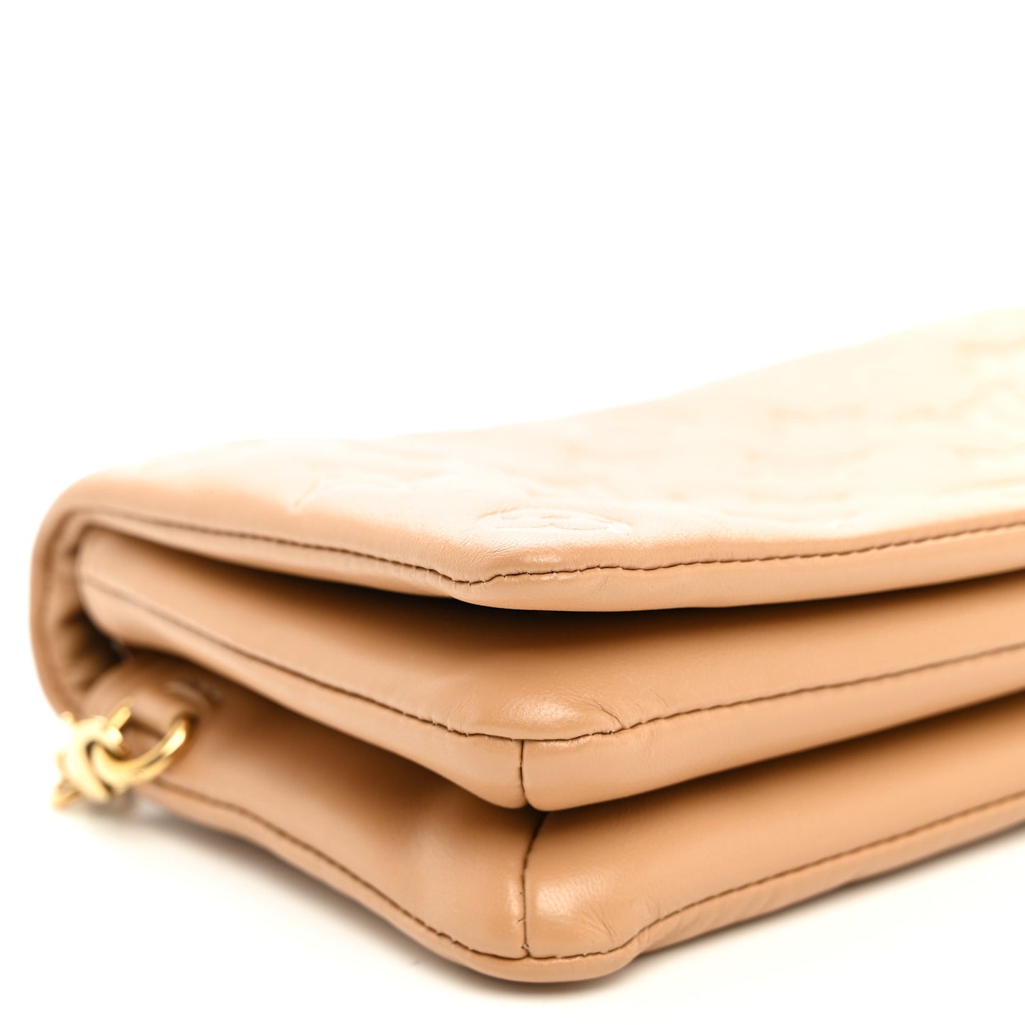 Lambskin Embossed Monogram Pochette Coussin Camel