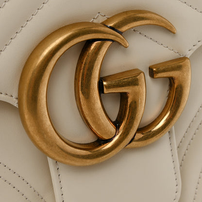 Gucci Calfskin Matelasse Medium GG Marmont Top Handle Shoulder Bag Mystic White 11 of 11