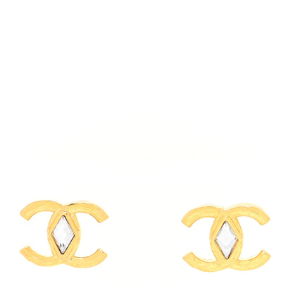 Chanel Metal Crystal CC Marquise Earrings Gold 1 of 4