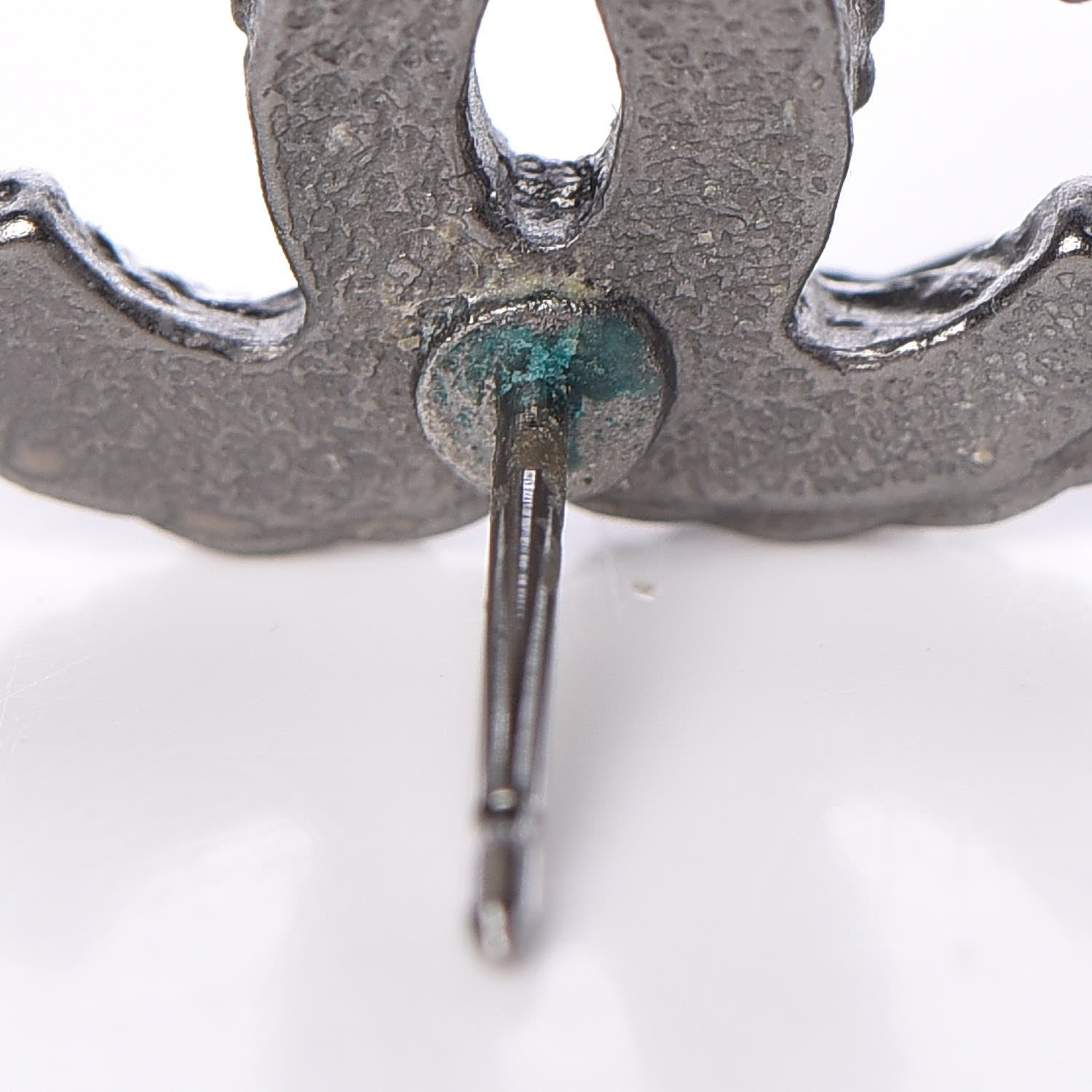 Chanel Ruthenium Enamel CC Earrings Black 5 of 7