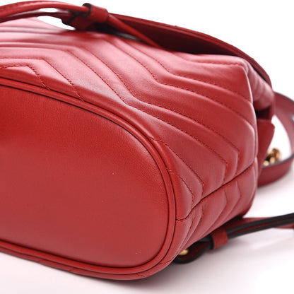 Gucci Calfskin Matelasse GG Marmont Flap Backpack Hibiscus Red 9 of 9