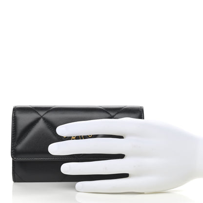 Chanel Shiny Goatskin Quilted Chanel 19 Flap Wallet Black 2 of 10