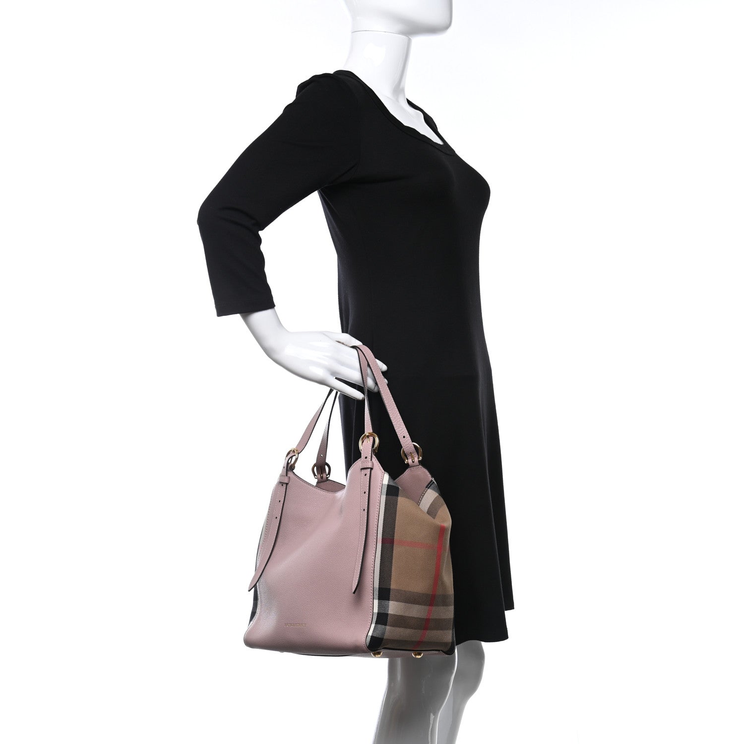 Burberry Grainy Calfskin House Check Small Canterbury Tote Pale Orchid 2 of 11