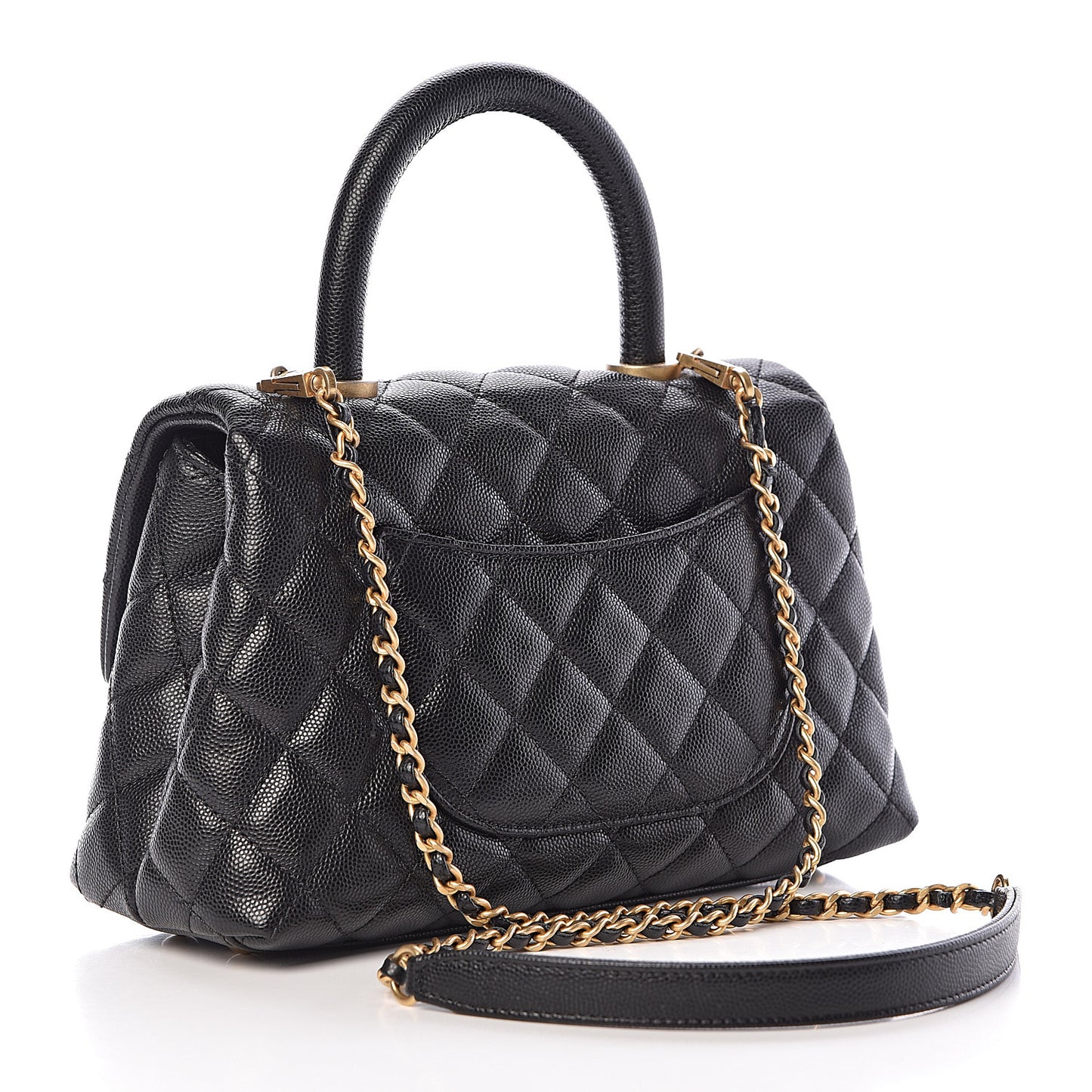 Caviar Quilted Mini Coco Handle Flap Black