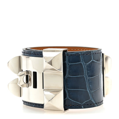 Hermes Shiny Alligator Collier De Chien CDC Bracelet S Bleu Roi 3 of 5