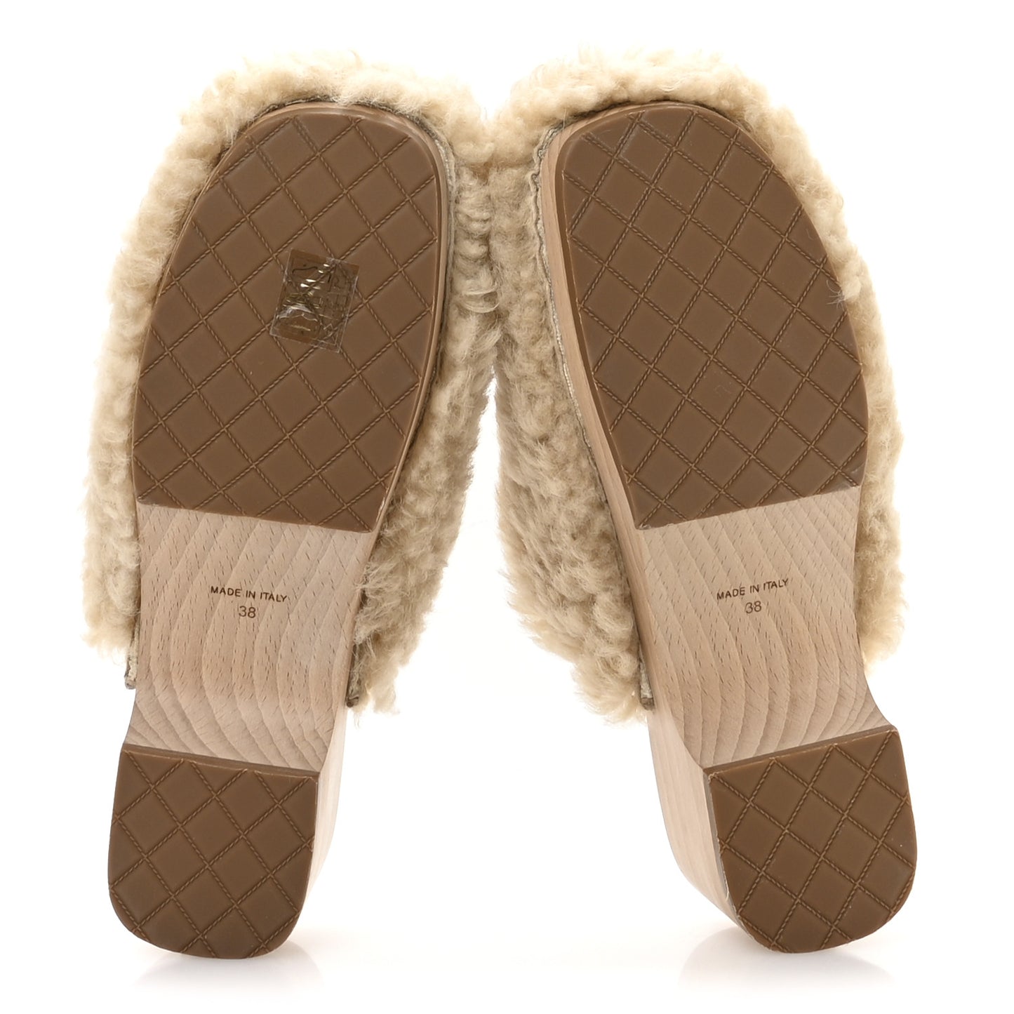 Shearling Lambskin Clogs 38 Beige