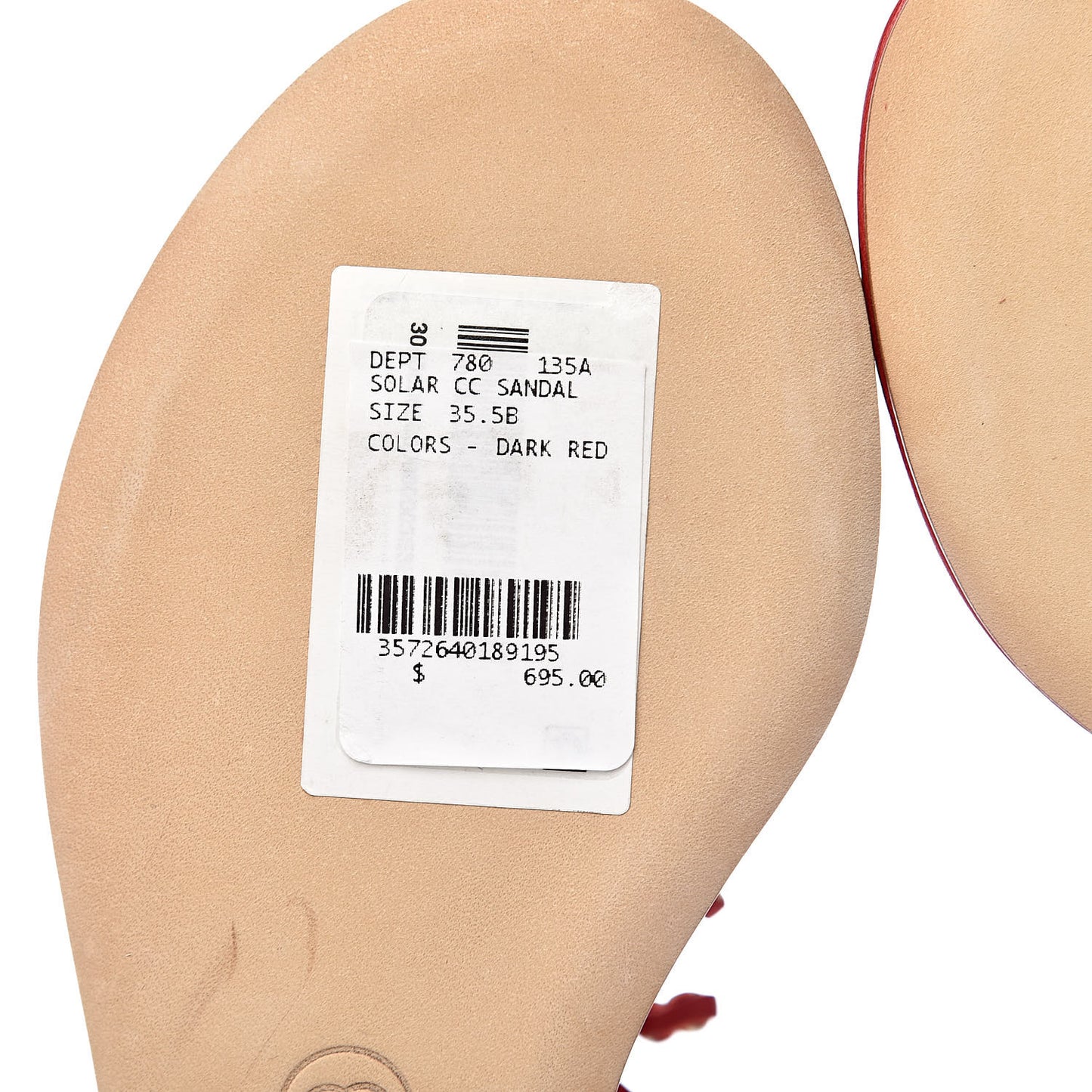 Lambskin Chain CC Logo Thong Sandals 35.5 Red