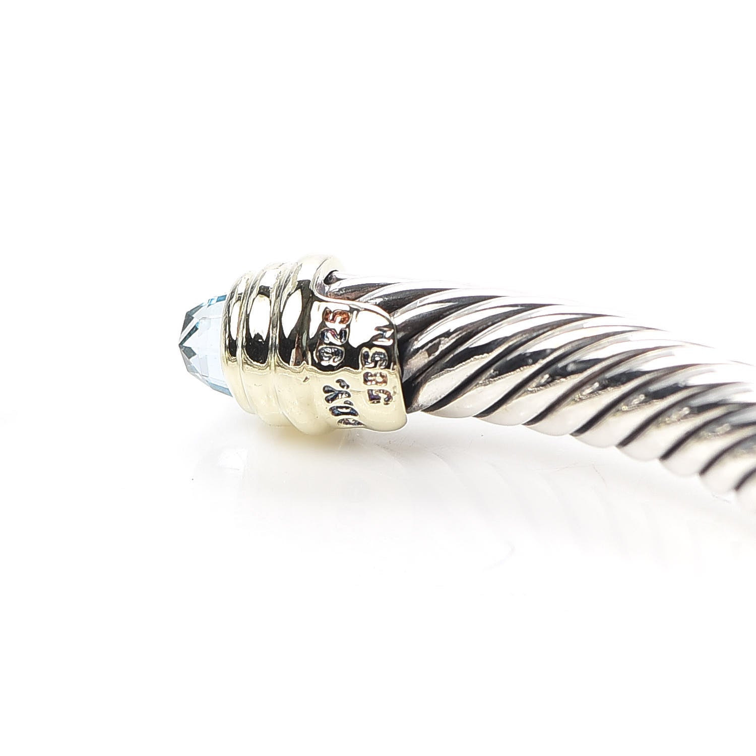 David Yurman Sterling Silver 14K Yellow Gold Blue Topaz 5mm Cable Classics Petite Color Bracelet 5 of 5