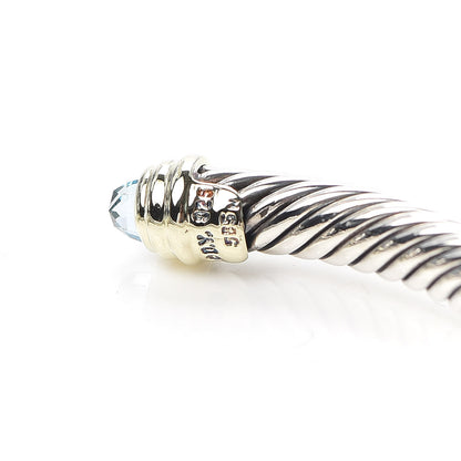 David Yurman Sterling Silver 14K Yellow Gold Blue Topaz 5mm Cable Classics Petite Color Bracelet 5 of 5