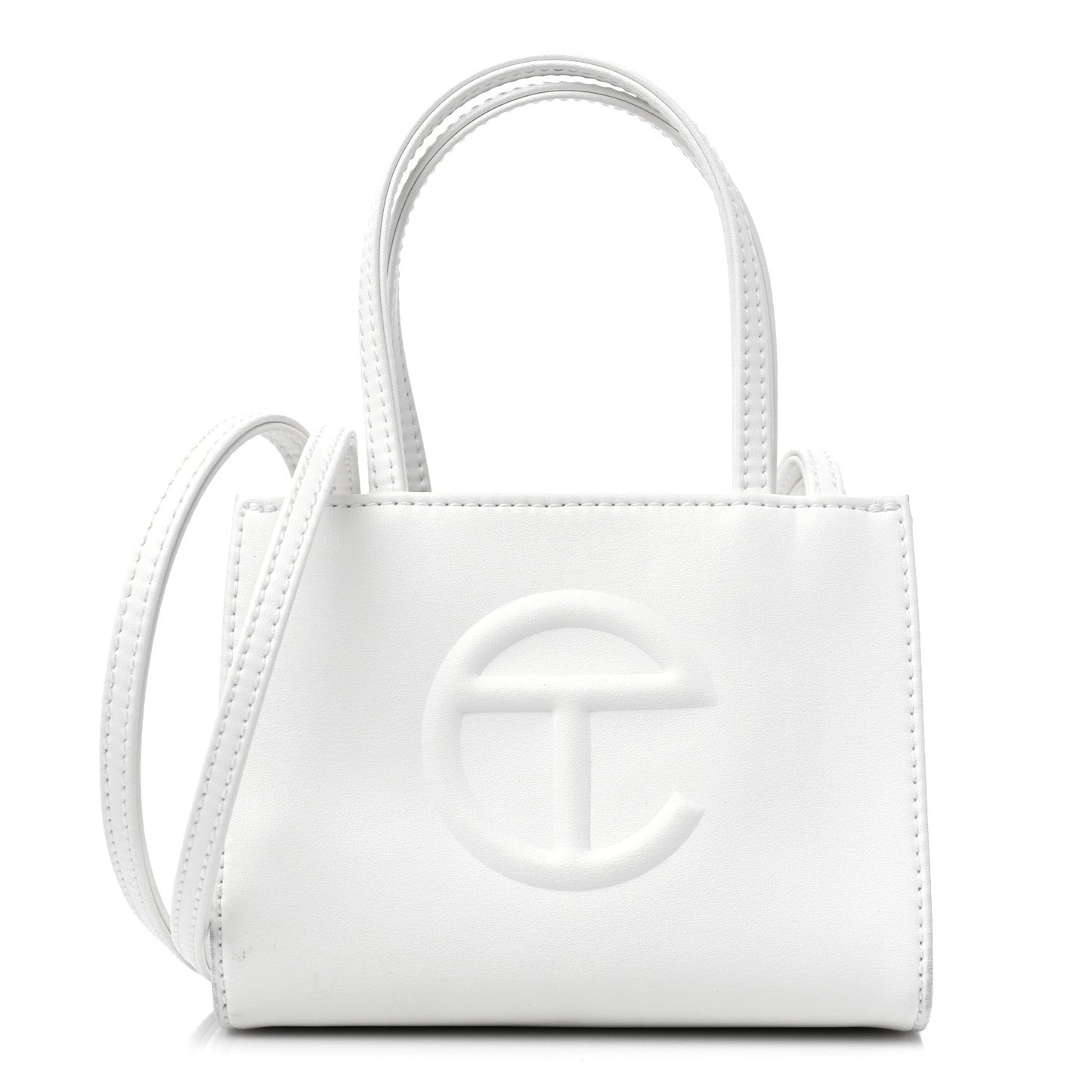 Vegan Leather Small Shopping Bag White