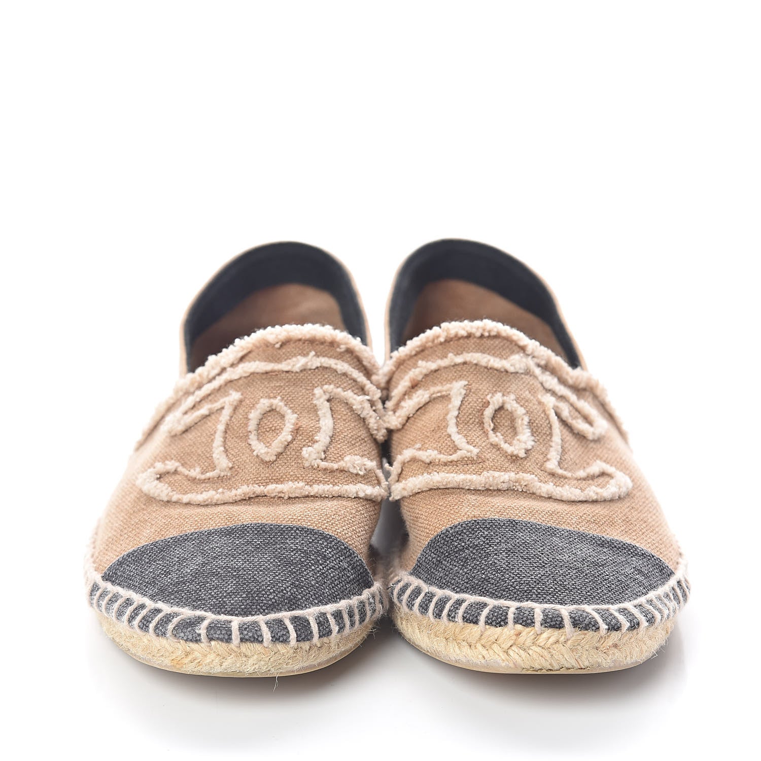Chanel Canvas CC Espadrilles 37 Beige Black 2 of 7