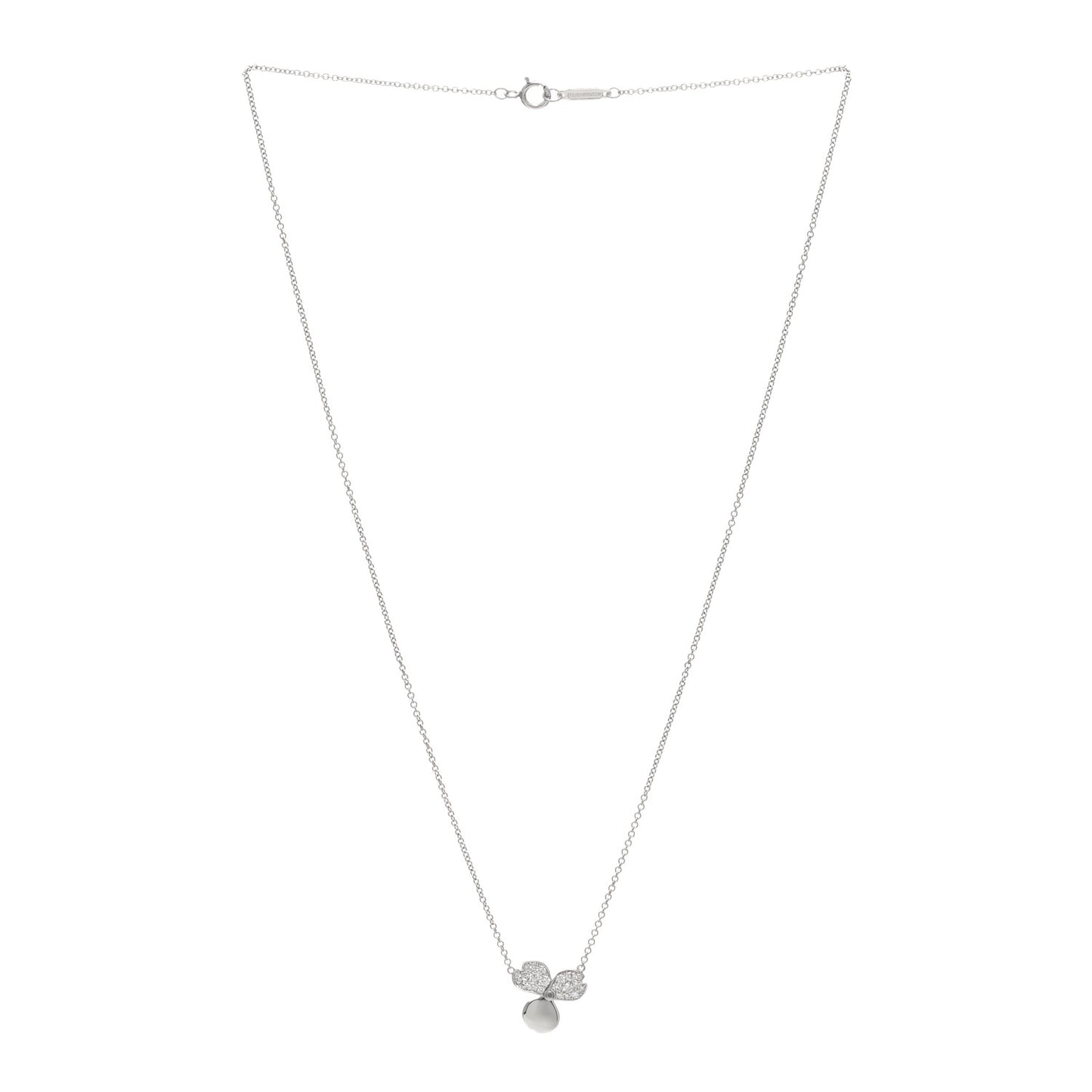 Platinum Diamond .17ctw Small Paper Flowers Pendant Necklace