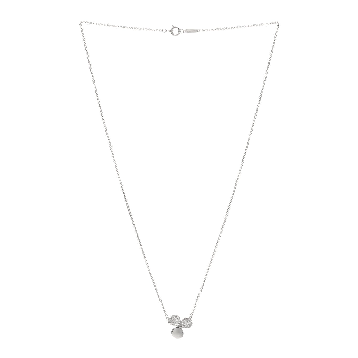 Tiffany Platinum Diamond .17ctw Small Paper Flowers Pendant Necklace 3 of 6