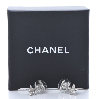 Chanel Crystal CC Star Earrings Silver 5 of 5