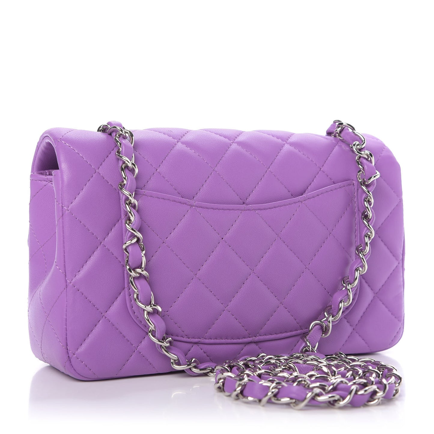Lambskin Quilted Mini Rectangular Flap Purple