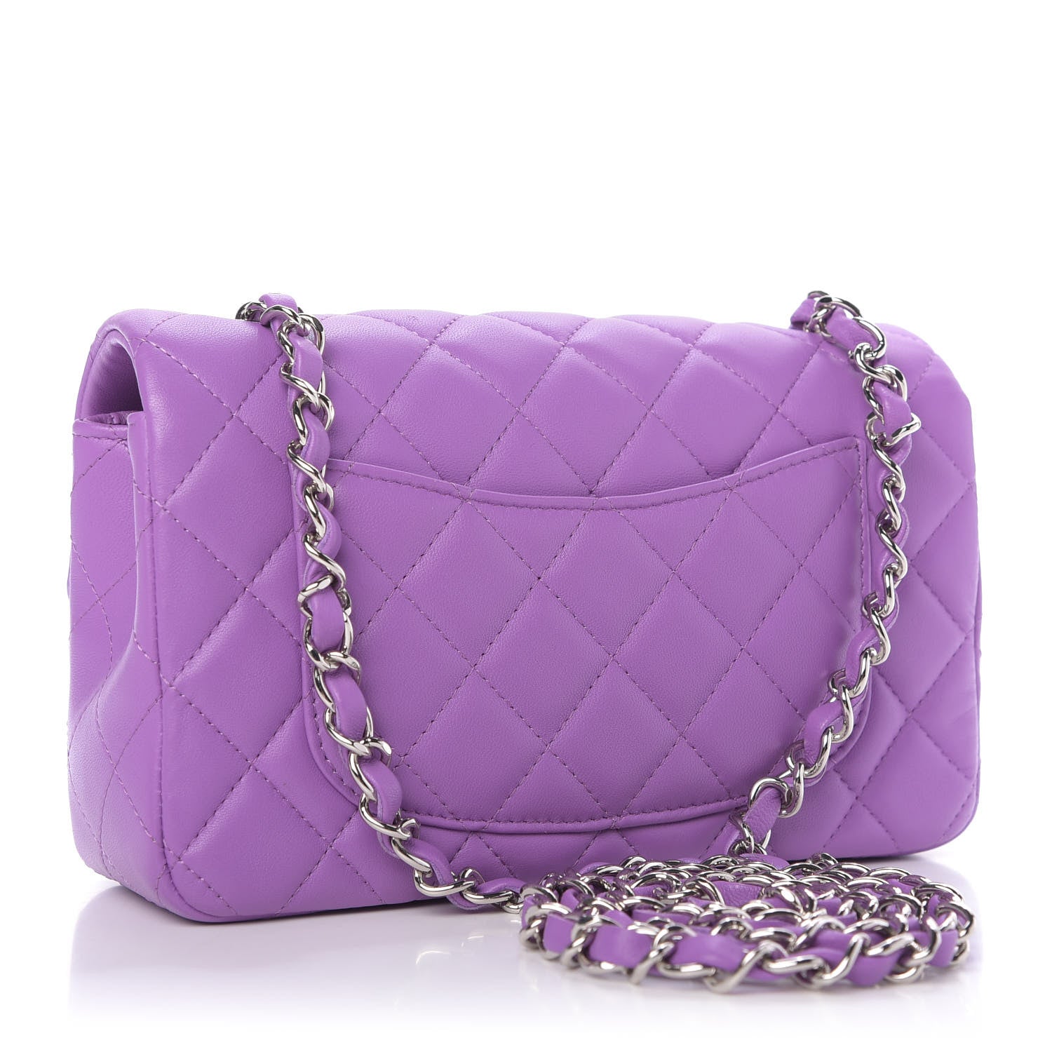 Chanel Lambskin Quilted Mini Rectangular Flap Purple 3 of 13