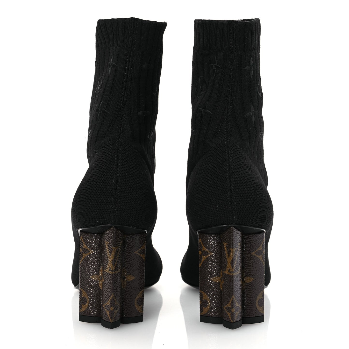 Monogram Stretch Fabric Silhouette Ankle Boots 37.5 Black