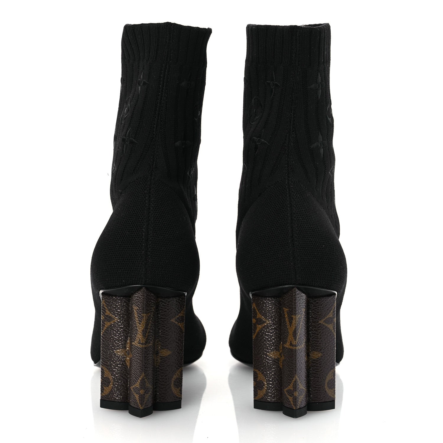 Louis Vuitton Monogram Stretch Fabric Silhouette Ankle Boots 37.5 Black 6 of 10