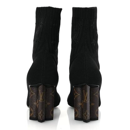 Louis Vuitton Monogram Stretch Fabric Silhouette Ankle Boots 37.5 Black 6 of 10