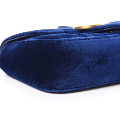 Gucci Velvet Matelasse Mini GG Marmont Shoulder Bag Cobalt Blue 8 of 9