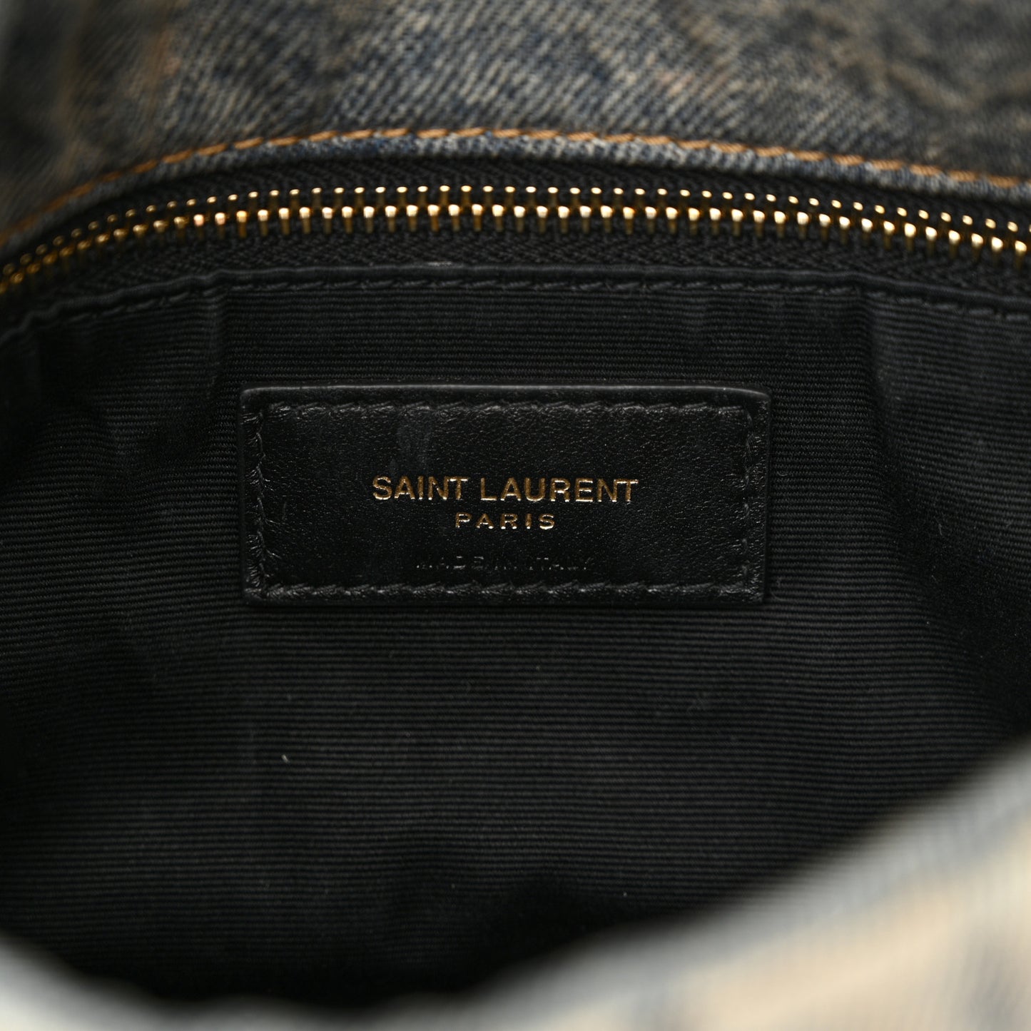 SAINT LAURENT Denim Quilted Toy Loulou Puffer Monogram Chain Satchel Blue Cinnamon