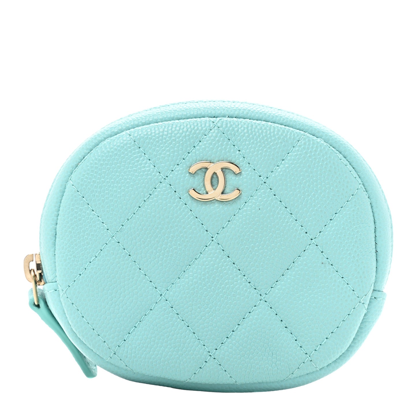 Caviar Quilted Zip Around Classic Coin Purse Light Blue