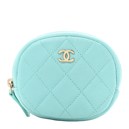 Chanel Caviar Quilted Zip Around Classic Coin Purse Light Blue 1 of 9