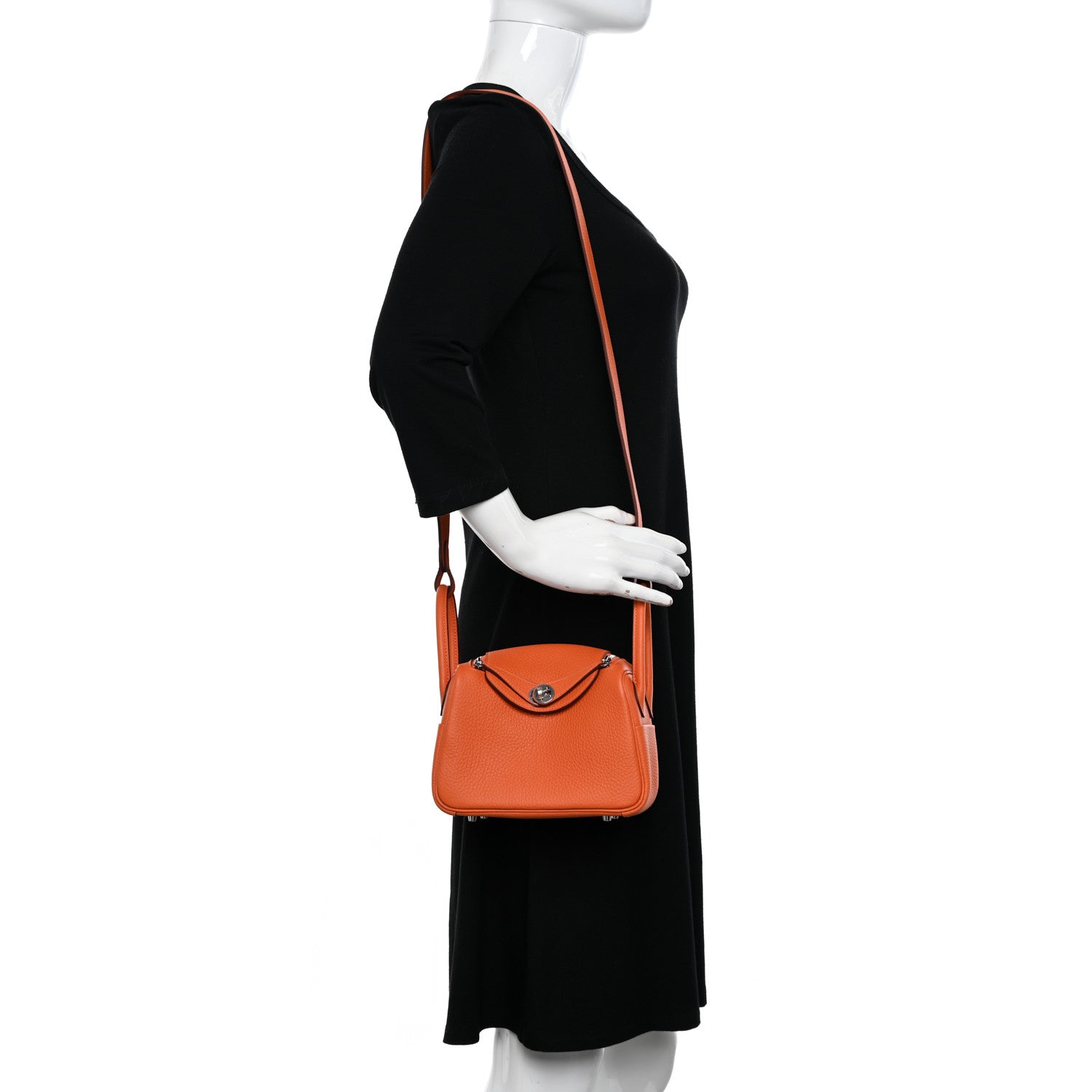 Hermes Taurillon Clemence Mini Lindy 20 Feu 2 of 11