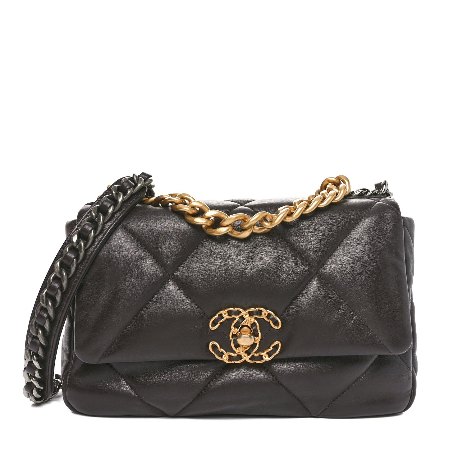 Lambskin Quilted Medium Chanel 19 Flap Dark Brown