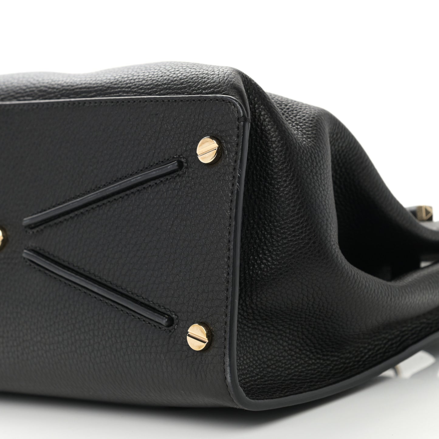 Pebbled Calfskin Large JoyLock Satchel Black