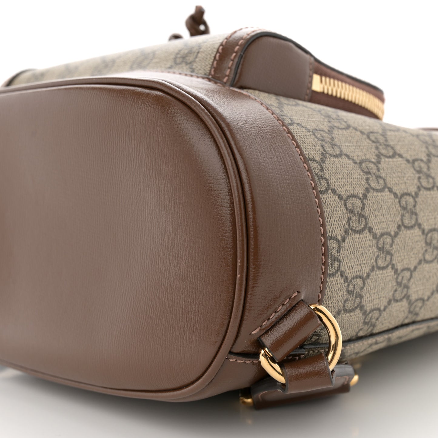 GG Supreme Monogram Azalea Calfskin Retro Interlocking G Buckle Backpack Beige Ebony Brown Sugar