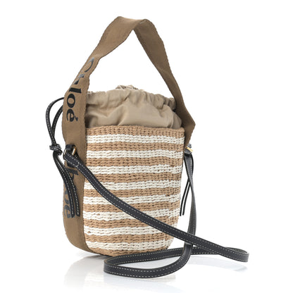Chloe Raffia Calfskin Small Woody Striped Basket Bag Grove Brown 3 of 10