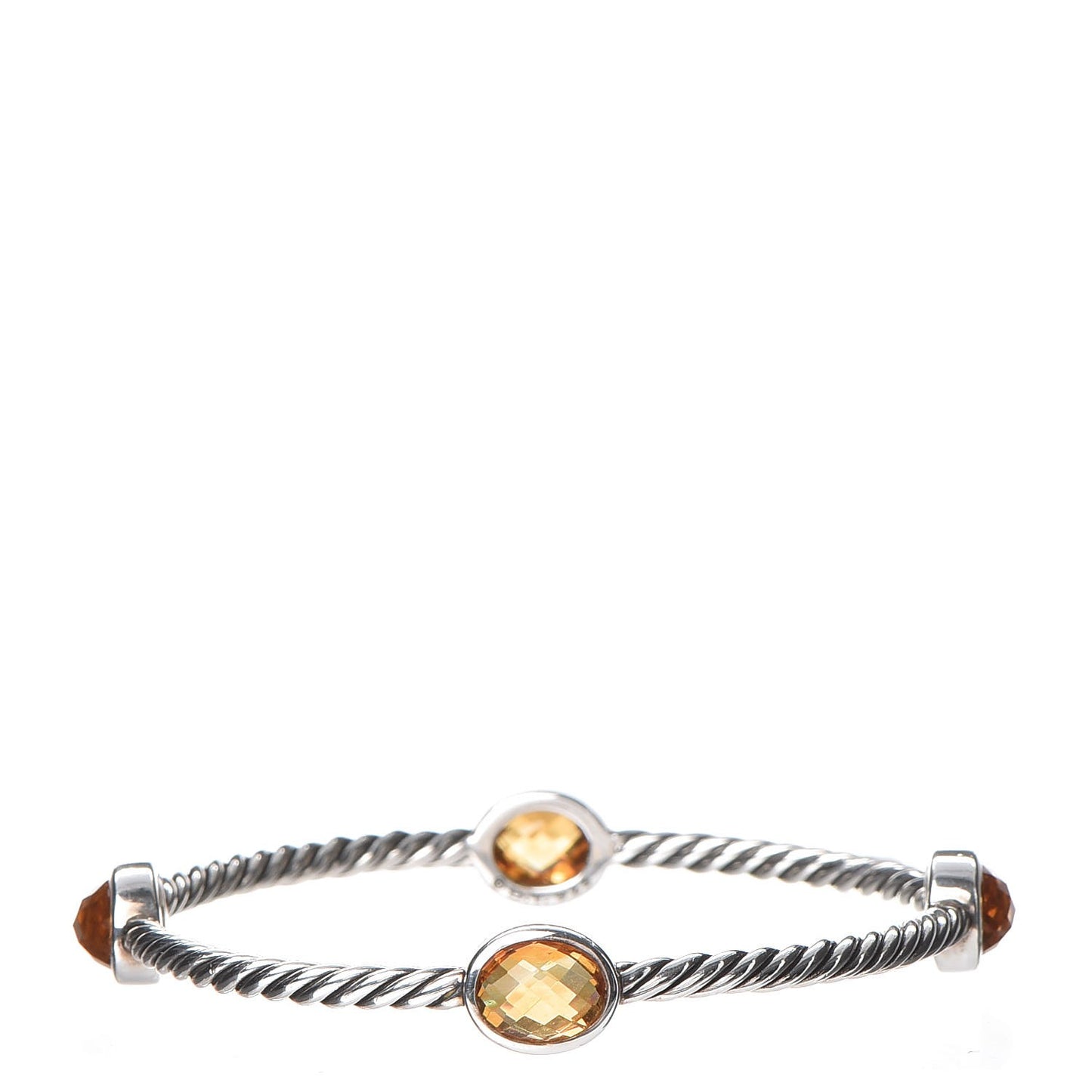Sterling Silver Citrine Cable Station Bangle