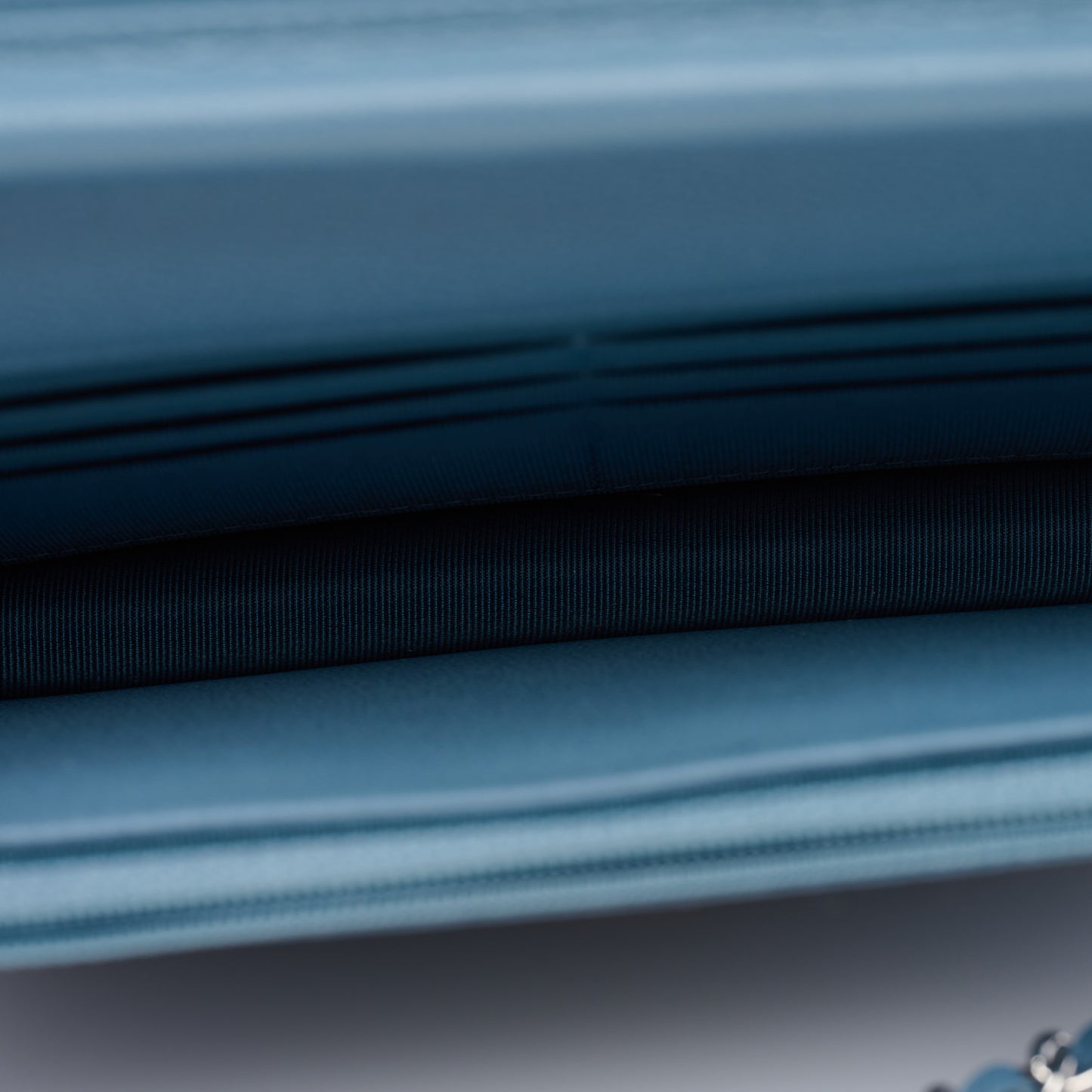 Grained Calfskin Quilted CC Box Wallet On Chain WOC Blue