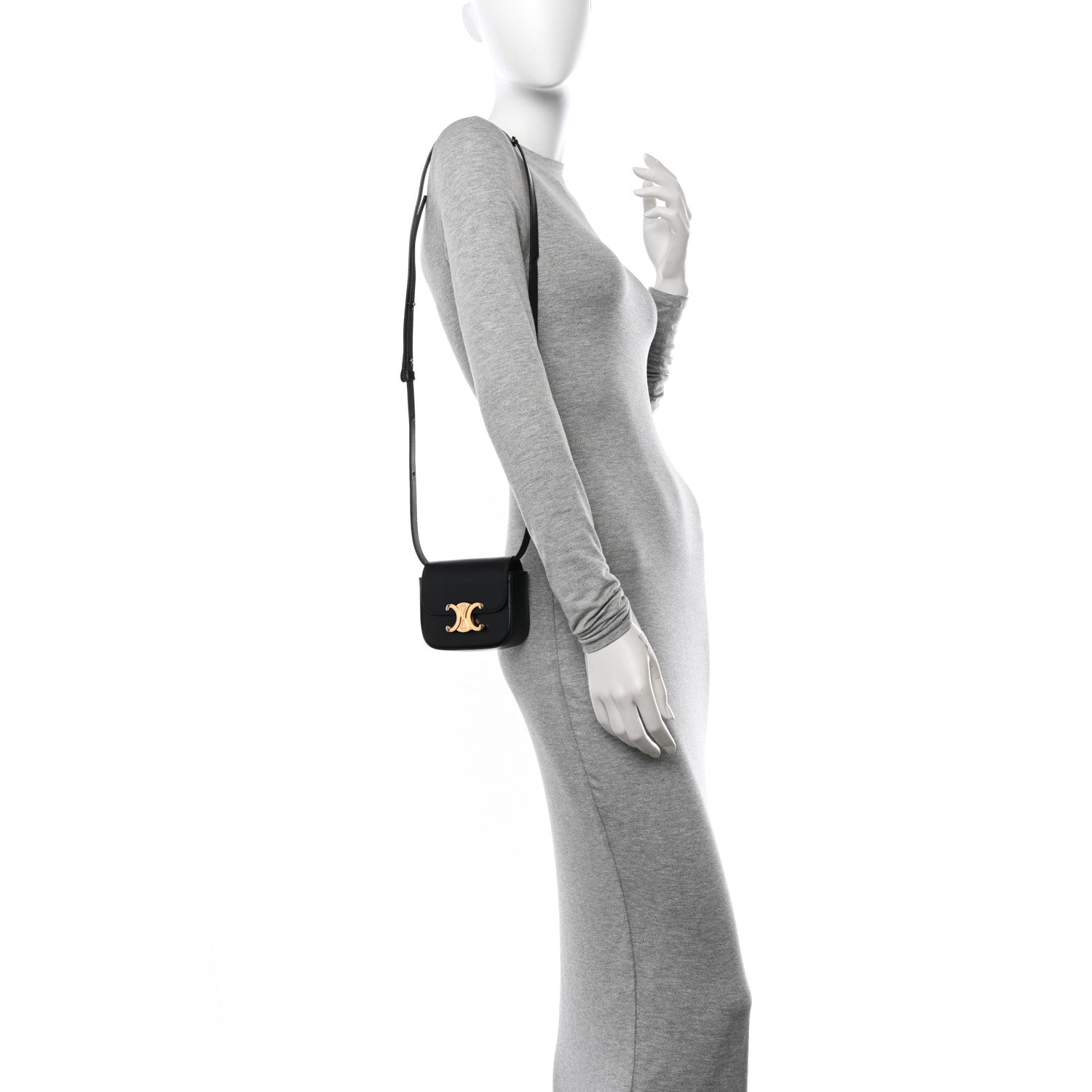 Celine Shiny Calfskin Mini Triomphe Black 2 of 11