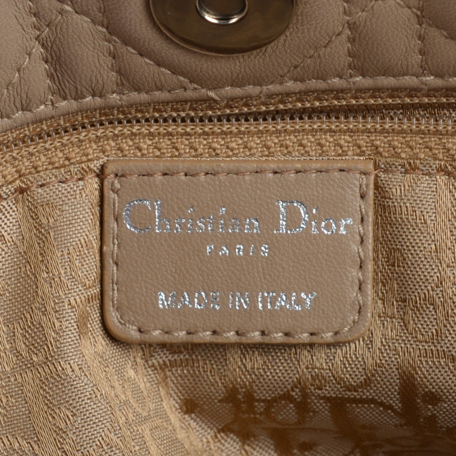 Christian Dior Lambskin Cannage Shoulder Bag Beige 6 of 7