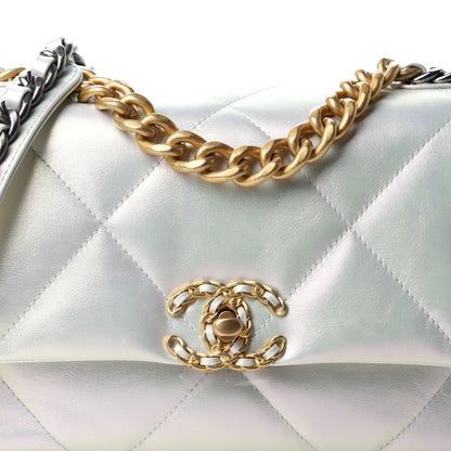 Chanel Iridescent Calfskin Quilted Medium 19 Flap White 10 of 10