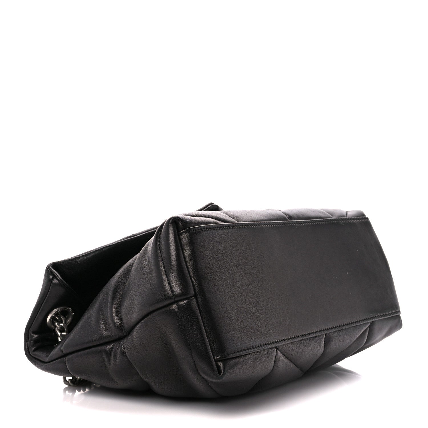 Saint Laurent Lambskin Quilted Small Loulou Puffer Monogram Chain Satchel Black 4 of 11