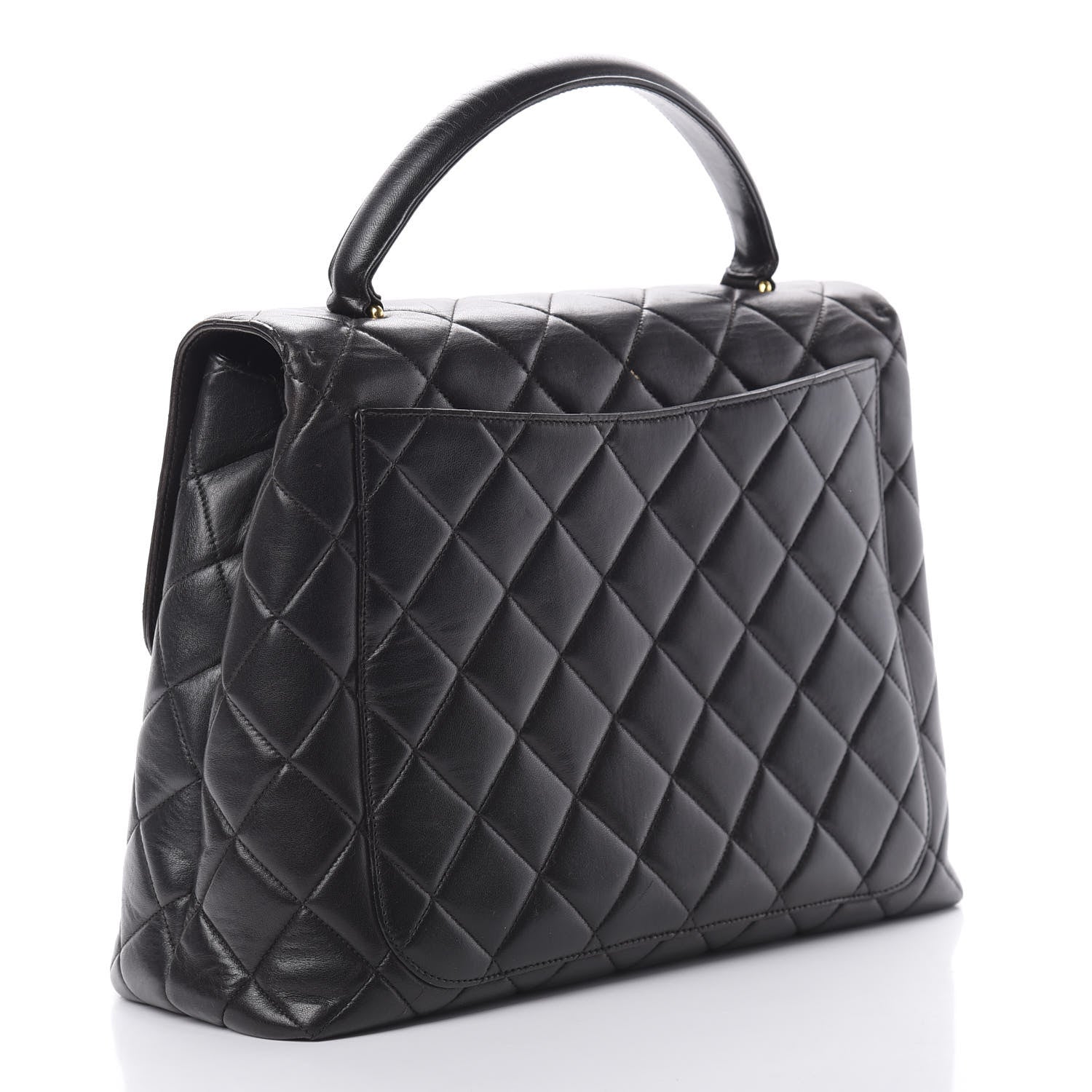 Chanel Lambskin Quilted Jumbo Kelly Flap Bag Black 3 of 22