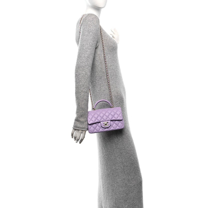 Chanel Lambskin Quilted Mini Top Handle Rectangular Flap Light Purple 3 of 10