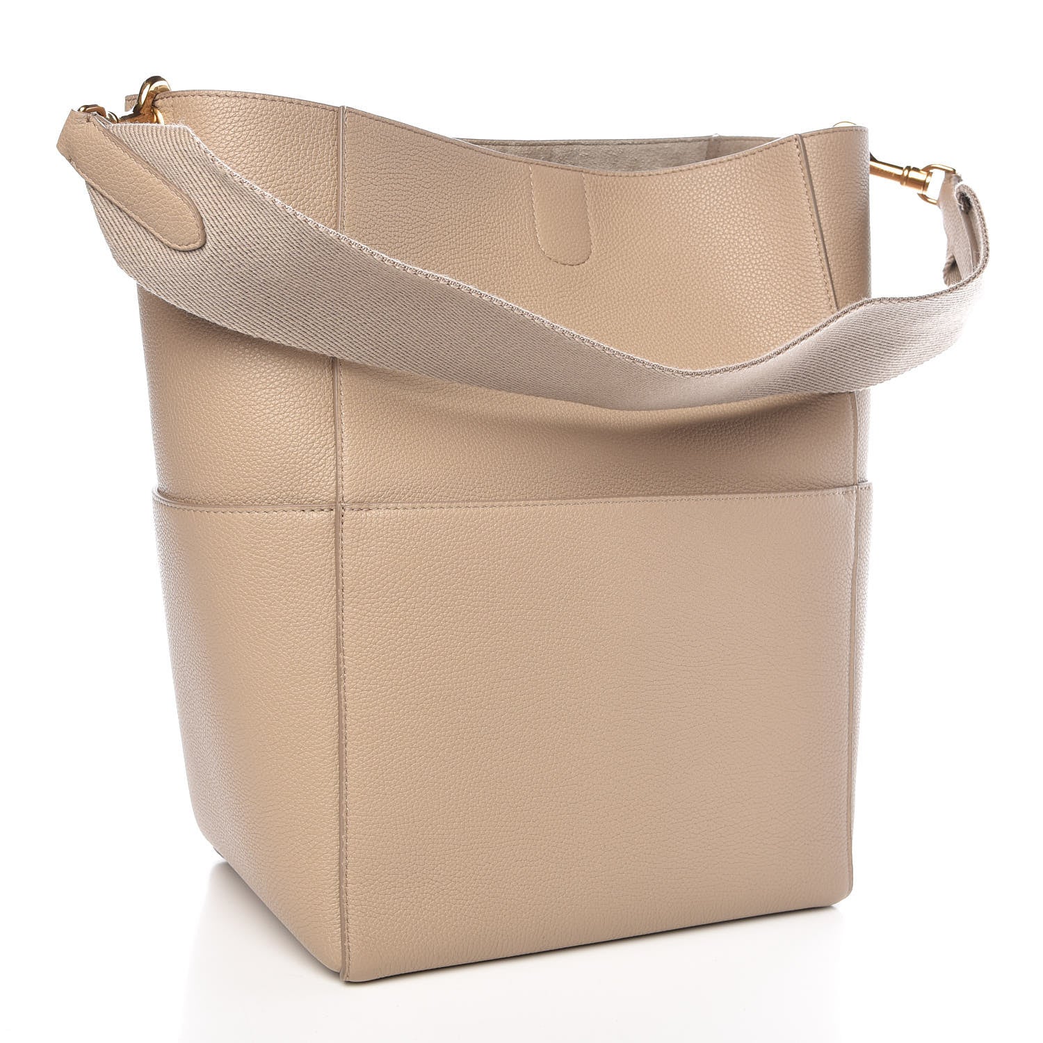 Celine Soft Grained Calfskin Sangle Bucket Bag Dune 3 of 9