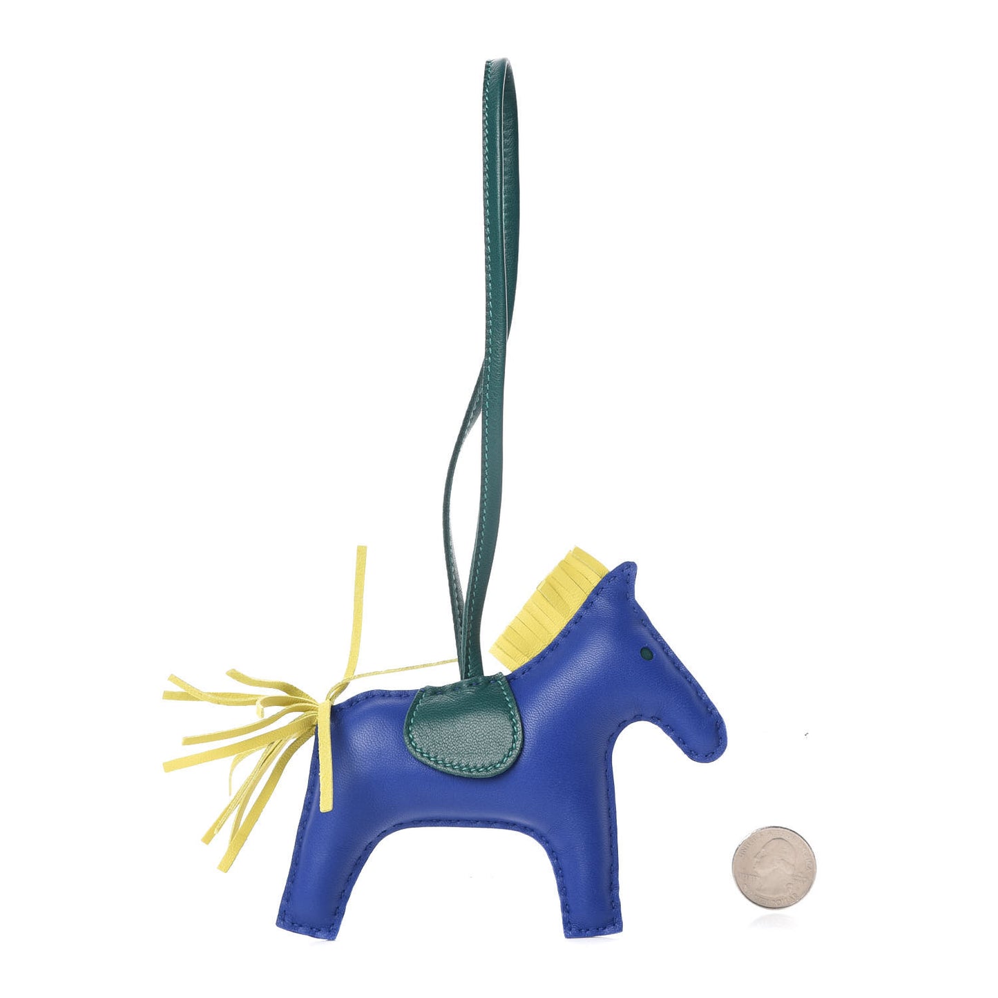 Milo Lambskin Grigri Rodeo Horse Bag Charm MM Bleu Electrique Malachite Lime